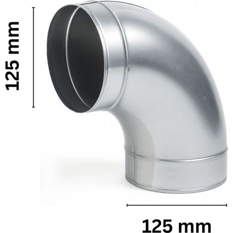 Winkelstück 125 mm Metall Lüftungsverbinder Rohrverbinder Lüftungssystem (1/5)