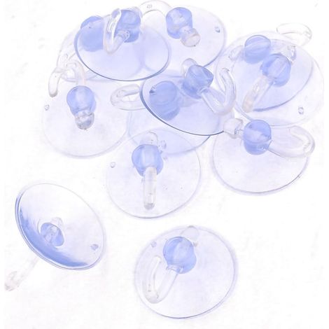12 Stück 40 mm Home Bathroom PVC Clear Blue Plastic Saugnapf Haken DE (1/2)