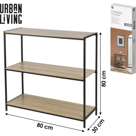 Console 3 Niveaux en Bois et Métal – Table Console avec Étagères de Rangement (1/5)