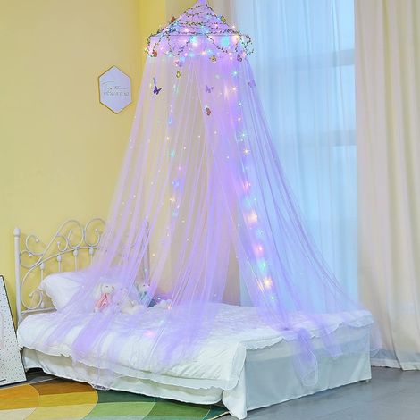 Moustiquaire violette pour chambre d'enfant, décoration lumineuse LED (1/4)