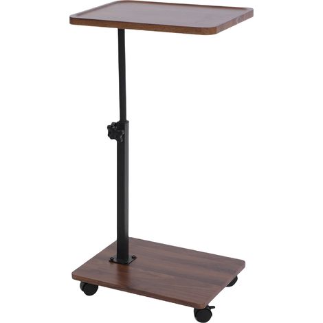 Table d'Appoint Roulante Réglable en Hauteur – Bois Massif & Métal – Style Minimaliste Moderne – Support pour Ordinateur Portable – Pour Salon, Chambre & Bureau (1/5)