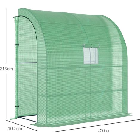 Serre de serre en film : 200 x 100 x 215 cm, 2 portes, protection anti-UV, cadre en acier & PE, pour germination de plantes, verte (1/5)