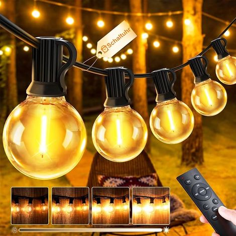 VUSZR Lichterkette LED Außen Strom Outdoor - 45M 150FT G40 Glühbirnen Garten Beleuchtung Balkon Lichterketten Aussen IP44 Wetterfest Pavillon String Lights mit Fernbedienung für Terrasse Party (1/5)