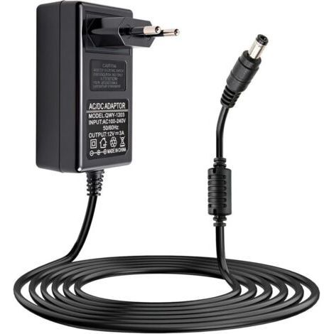 12V 3A 36W Universal AC-DC Power Adapter with 5.5×2.1mm Connector, 12V Power Supply for LED, Cameras, Routers, Speakers, Phone System, Surge and Short Circuit Protection (1/5)