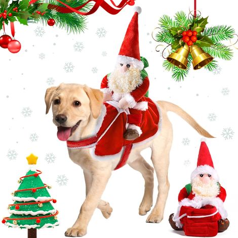 Costume natalizio per cani, cappotto natalizio per cani, costume natalizio per animali domestici, costume natalizio regolabile per cani, cosplay per feste di Natale per animali domestici (L) (1/5)