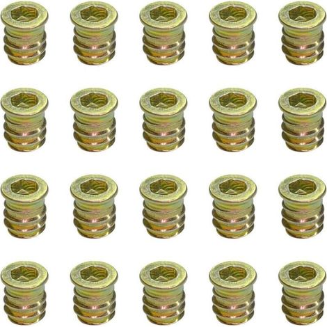 Confezione da 20 dadi filettati M6 x 13 mm per mobili in legno (1/4)