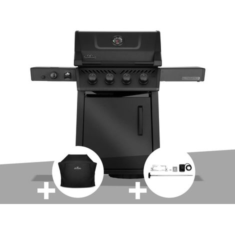 Barbecue gaz Freestyle 425 noir 4 brûleurs + 1 Sizzle Zone Série Phantom + Housse + Rôtissoire - Napoléon