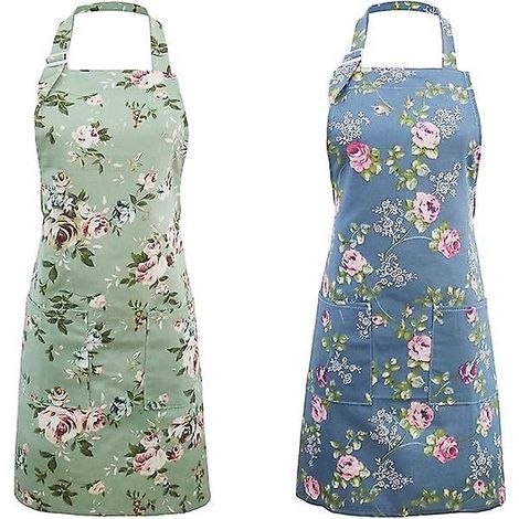 2 Pcs Tabliers De Cuisine Pour Femmes, Tabliers Fleurs Pour La Cuisine, La Ptisserie Et Le Jardinage, Tablier De Chef Cuisinier Vintage - Cadeau (1/5)