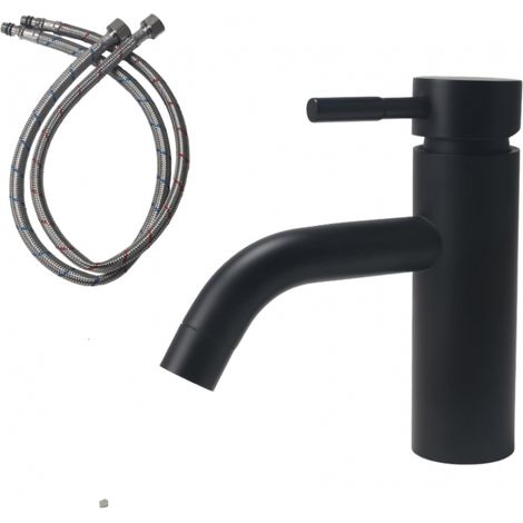 Robinet de cuisine inox 304, mitigeur avec tuyau, pour salle de bain ou lavabo, eau chaude et froide (1/5)