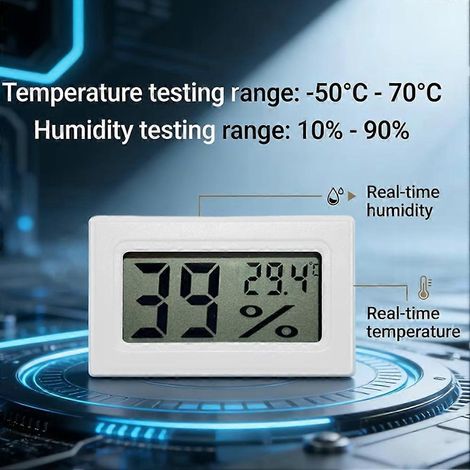 Thermomètre et hygromètre électroniques (blancs) pour imprimantes 3D à moniteur LCD Bambu Lab P2S P1S H2S H2D A1. (1/4)