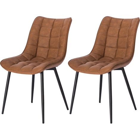 Woltu – Lot de 2 chaises de salle à manger – Similicuir brun clair – Pieds en métal – Hauteur 85.5 cm – Confort ergonomique et durable (1/5)