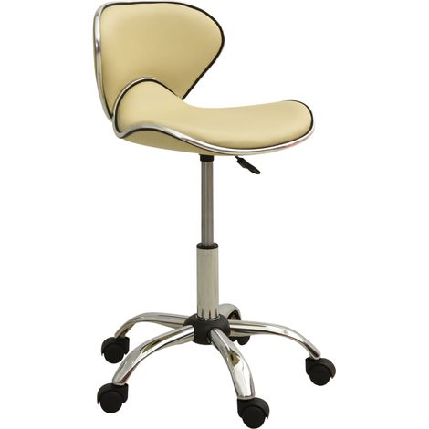 Friseur Rollhocker Creme Kunstleder