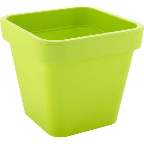 Pot de Fleurs, Cache-Pot Carré en Plastique, Jardinière pour Plantes Extérieures Intérieures, env. 35 x 35 cm, Hauteur env. 31,3 cm, Vert Clair (1/4)