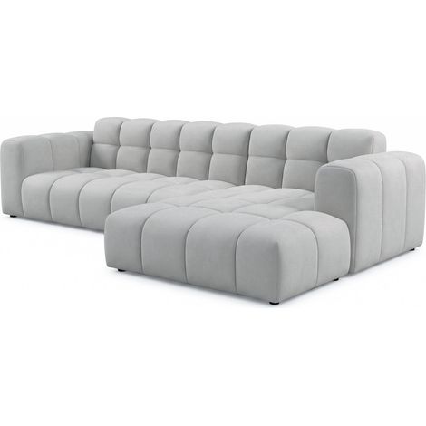 Selsey Boloon - Ecksofa L-Form, 3-Sitzer, Samt Hellgrau, 300 cm (1/4)
