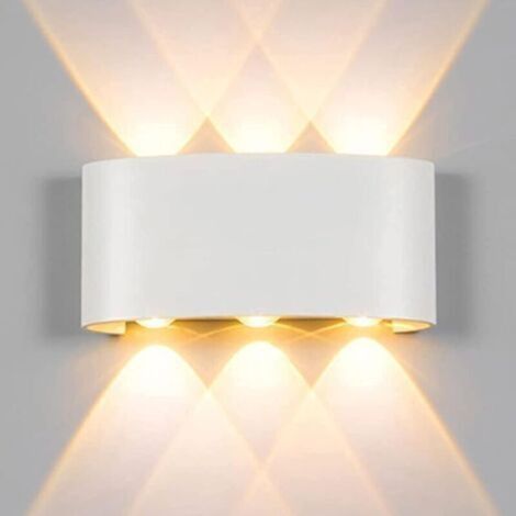 Applique LED extérieur 6W Applique LED blanc chaud IP65 éclairage mural moderne effet lumineux haut et bas en aluminium (blanc 6W blanc chaud) (1/5)