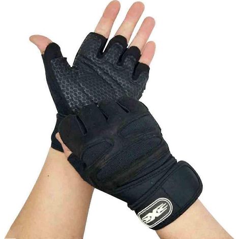 Extended wrist half finger breathable equipment training non-slip fitness gloves (1/5)