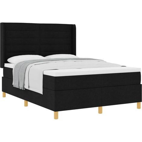 Matelas à ressorts avec matelas noir, 140 x 190 cm, revêtement en tissu. (1/5)