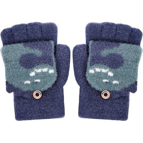 Mitaines enfant tricotées pour hiver avec revers chauds motif dessin animé pour garçon et fille protection (1/5)