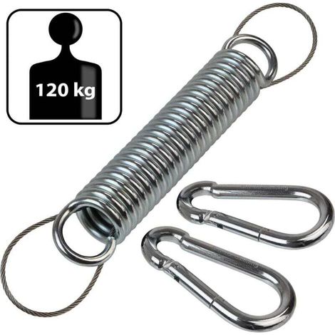 Ressort en acier Ulisem pour chaise suspendue, chaise suspendue, hamac avec corde de sécurité et deux mousquetons (1/4)