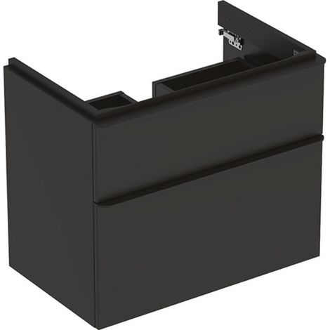 Meuble bas Geberit Smyle Square pour lavabo,avec deux tiroirs: Largeur 73.4cm, Hauteur 61.7cm, Profondeur 47cm, gris velouté / laqué mat, gris velouté / thermopoudré mat