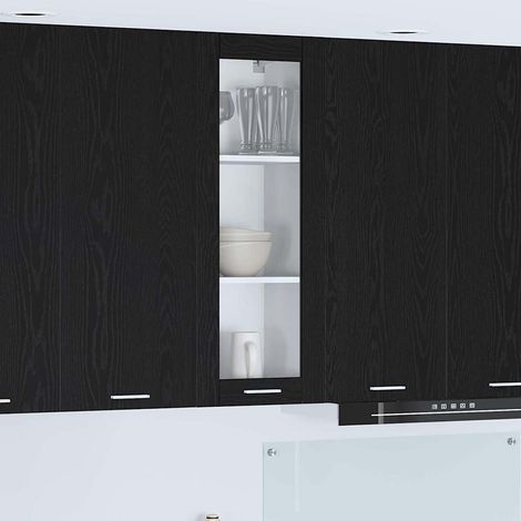 Hängeschrank mit Speicher Schwarz Eichen-Optik 40 x 31 x 100 cm