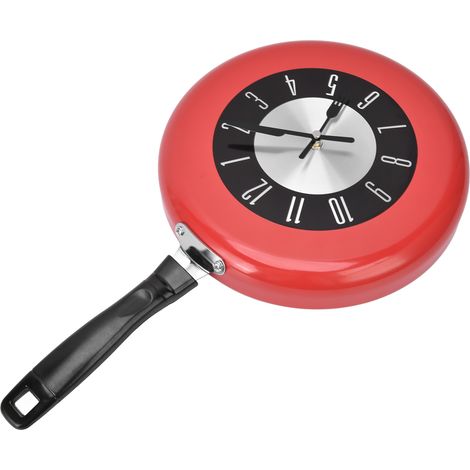 Horloge murale en forme de poêle à frire, en aluminium, pour la cuisine, la salle à manger ou le bar. (1/5)
