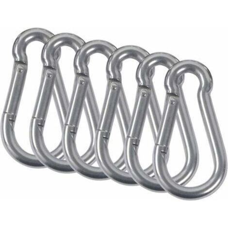 M5 Carabiners 304 Stainless Steel Firefighter Spring Loaded Carabiner with Attachment Carabiner for Camping Hiking Hammock Swing 6Pcs (1/3)