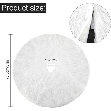 Tapis de sapin de Noël en peluche - Socle rond blanc neige pour décorations de Noël, 78 cm (31 pouces) (1/3)