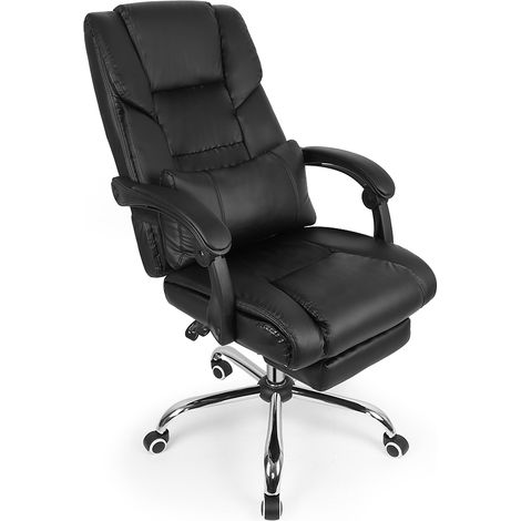Sedia da ufficio esecutiva con poggiapiedi ergonomico in similpelle reclinabile con schienale alto (nero)