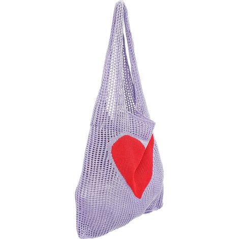 Mesh Shopping Bag with Heart Design Foldable and Washable