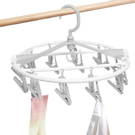 Porte-sous-Vêtements pour Séchage - Gain de Place Linge avec 20 Pinces,Séchoir Rond Pliable pour Salle de Bain Hôtel Terrasse Intérieur Camping Placard et Espaces Restreints (1/5)