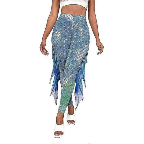 Leggings sirène pour femmes, leggings à écailles de poisson, pantalon long taille haute (XL Style 3) (1/5)