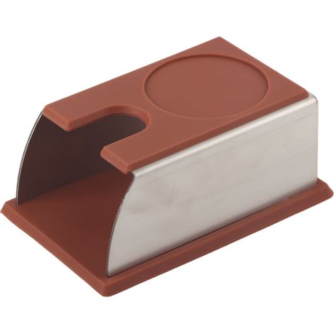 Tamperpad, Kaffeetamperhalter, Kaffeepulver-Maschinenständer, Ablage, Werkzeug, Edelstahl, Silikon (Schwarz) (BRAUN).