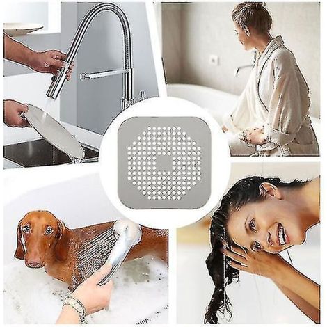 5er-Pack Antiverstopfungsfilter für Badezimmersiphon, Bodenwaschbecken und Küchensieb (grau) (1/4)