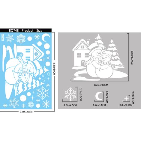 Ensemble de décorations de Noël pour fenêtres, autocollants en verre représentant un paysage enneigé blanc, décorations de fenêtre, flocons de neige blancs, autocollants statiques pour maison enneigée
