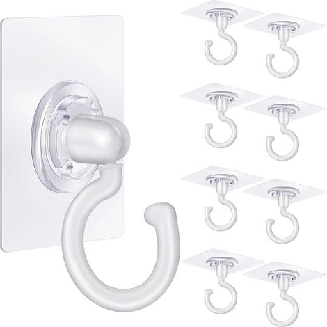 Filiyano-8 crochets de plafond autocollants blancs, crochets sous meuble, crochets autocollants robustes en plastique, crochets utilitaires pour (1/5)