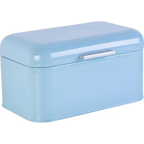 Poubelle à pain en fer avec couvercle, conteneur de-Bleu clair