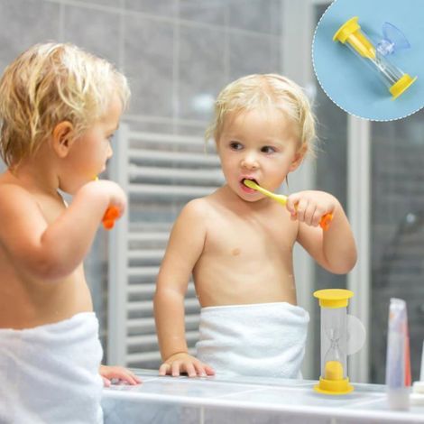 Sablier - 3 Minutes - Pour Brossage Des Dents Et Cuisine - Lot De 2 - En Verre Borosilicate Et PVC - Avec Ventouse (1/5)