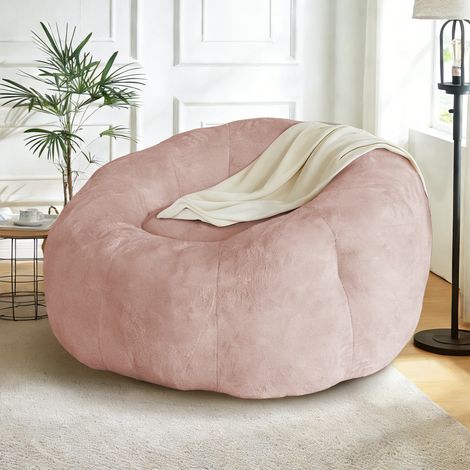 Divano pouf rotondo per soggiorno e camera da letto, seduta stabile, per uso quotidiano, in flanella - rosa (1/5)