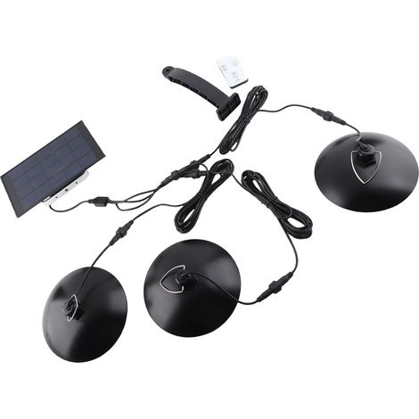Suspension solaire LED à 3 têtes, blanc chaud, réglable, IP65, pour terrasse, grange, allée ou porche. (1/5)