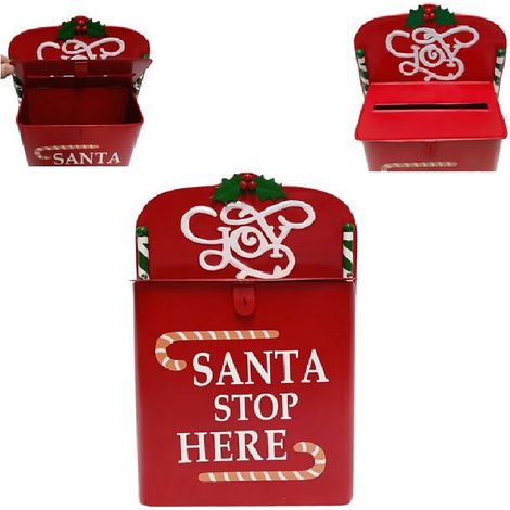 Cassetta per le letterine di Babbo Natale porta lettera natalizia rossa decorazioni addobbi bar hotel casa (1/4)