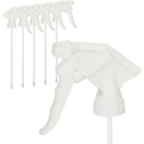 6x accessoire de pulvérisation - tête de pulvérisation avec filetage 28/400 - accessoire pour flacons pulvérisateurs avec joint NBR pour pulvériser de l'eau (NBR - blanc) (1/5)
