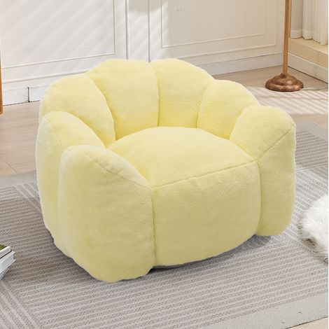 Canapé compact en forme de lotus pour adulte, léger et confortable, usage intérieur, tissu peluche - jaune (1/5)