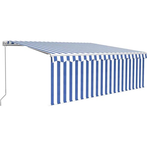 Maison Exclusive - Tenda Sole Retrattile Manuale con Parasole 4x3m Blu e Bianco (1/5)