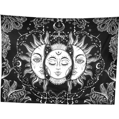 Tenture murale bohème en polyester, tapis décoratif 150x130 cm pour chambre et salon (1/5)