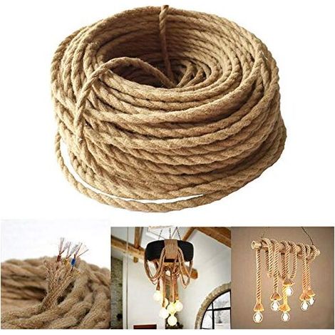 Câble d'alimentation électrique 3x0.75mm² fil de lin rétro tressé industriel 10m pour lampes suspension accessoires DIY (1/4)