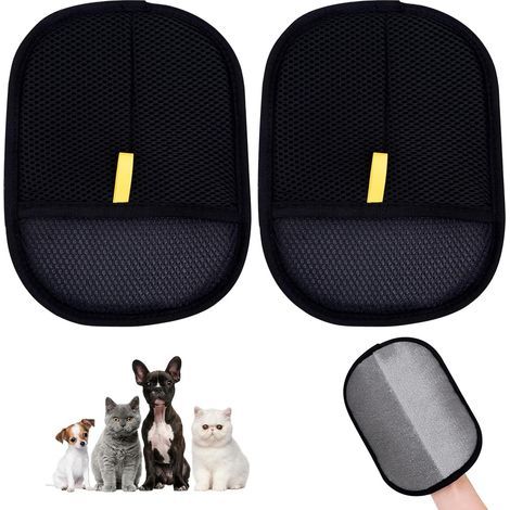 Lot de 2 Gants de toilettage Double Face pour Chiens et Chats - Gants d'épilation antistatiques réutilisables - Démêlage et toilettage Pendant Le Bain (1/5)