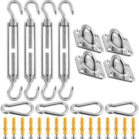 Kit de fixation pour auvent de jardin M6 44Pcs - Acier inoxydable - Tendeur fil crochet et crochet CORDE (1/5)