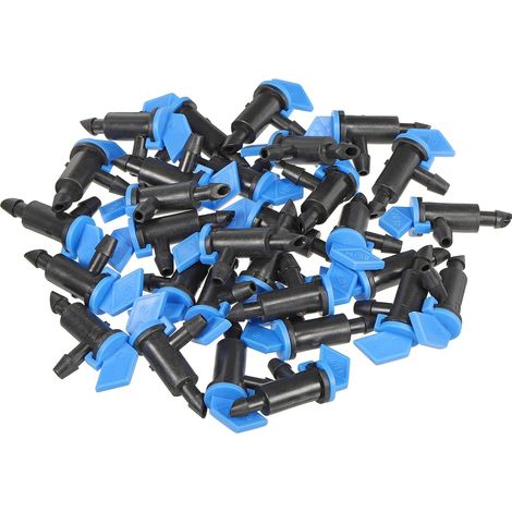 Système d'irrigation goutte à goutte avec 30 drapeaux – système d'irrigation de jardin, détachable, contrôle du débit et têtes de goutte à goutte (bleu/noir) (1/4)