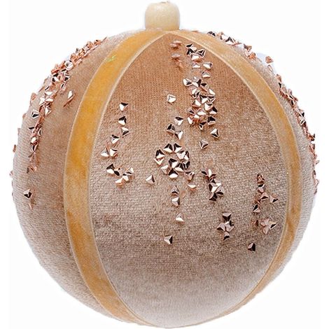 Palline in velluto oro beige per Albero di Natale decorazioni natalizie addobbi sfera particolare moderne lavorate - Diametro: diametro 8 cm  pezzi 12 (1/5)